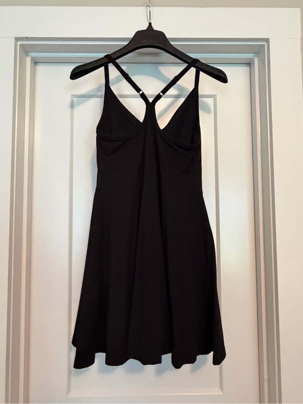 Women's Black Strappy Mini Dress with Skater Skirt